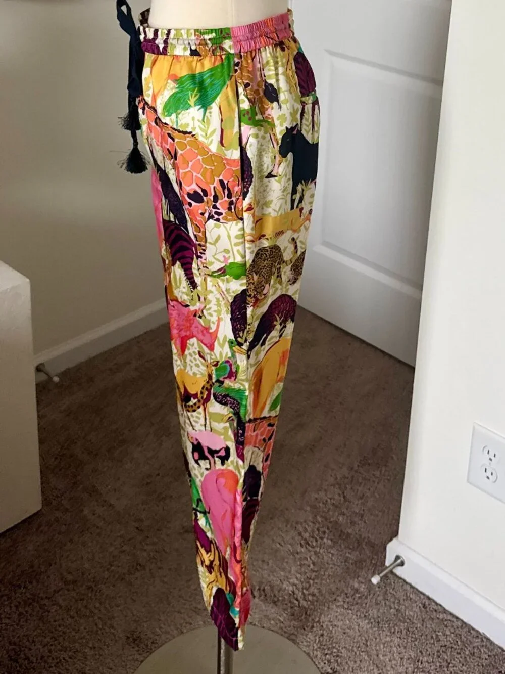 *RARE* J.Crew Size 0 Drapey Wide-leg Pant in Ratti Safari Print Elastic Waist - Picture 7 of 11